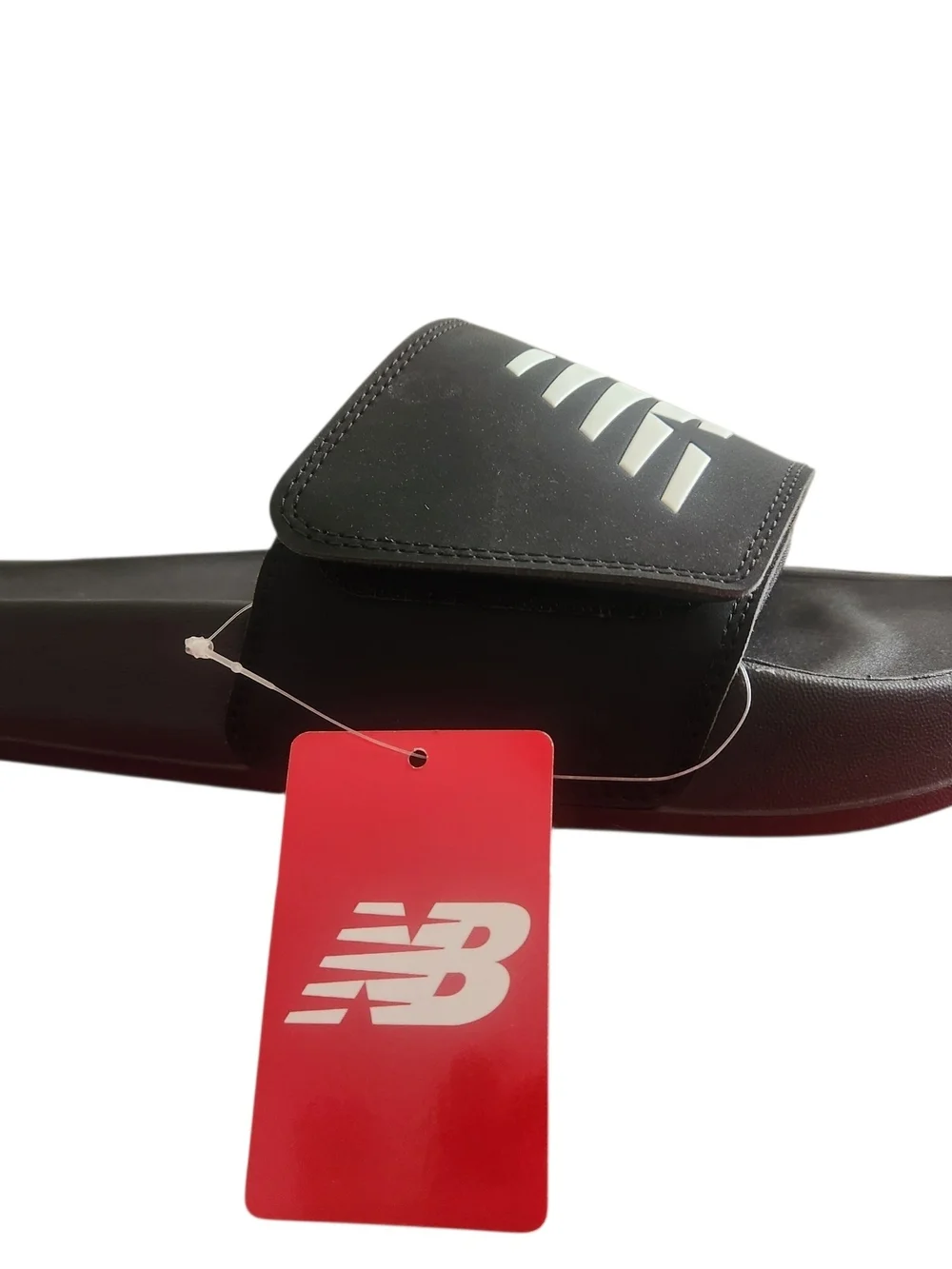 New Balance Black Slide Sandals with White NB Logo